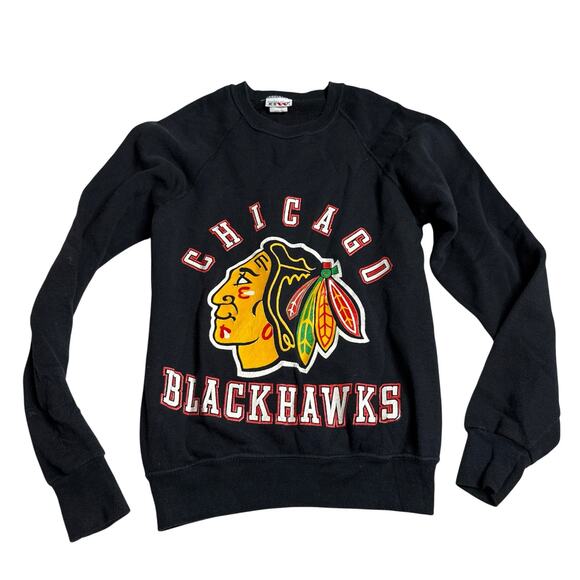 Vintage Chicago Blackhawk Sweatshirt Women's Small Black Made in USA PJ - Picture 5 of 5